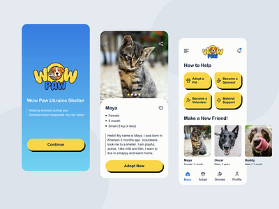 WowPaw - Animal Shelter in Ukraine - App Design