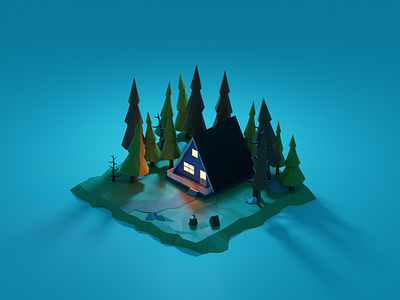 Cabin in the woods (night)