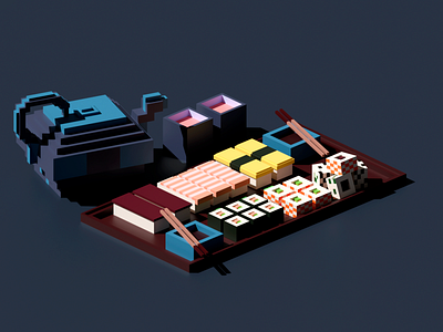 Low Poly Sushi 1stshot 3dillustration blender blender3d design isometric isometry low poly lowpoly lowpolyart sushi