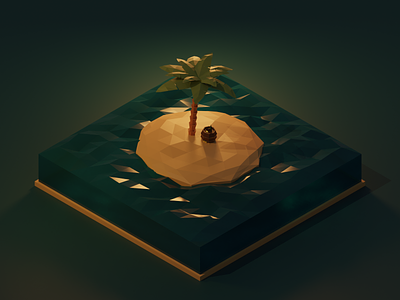 Low Poly (Pirates)-Island 3d 3dillustration blender blender3d design isometric low poly lowpoly lowpolyart