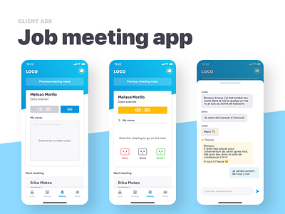 Job meeting app app chat design events french meeting meetings rating ui ux