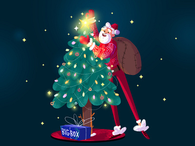 Merry Christmas! 2019 art brush character christmas design gift gift box illustration merry noel photoshop santa star tree vector