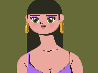 The girl with the gold earings 1 character color palette design flat
