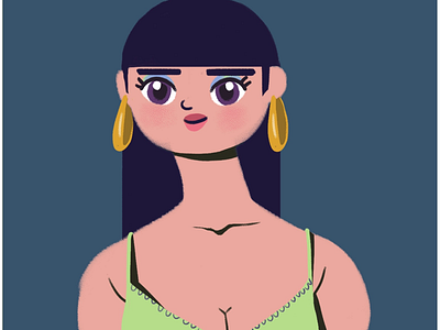 The girl with the gold earings 2 character color design flat palette