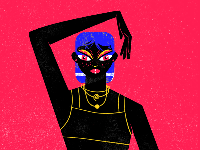 Pose black procreate colorful lgbti queen drag illustration character