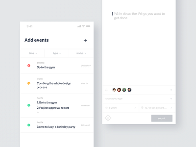 Schedule management page ui