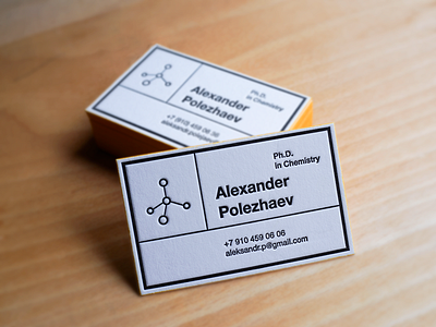 Ph.D in Chemistry business card chemistry element graphic letterpress polygraphy print