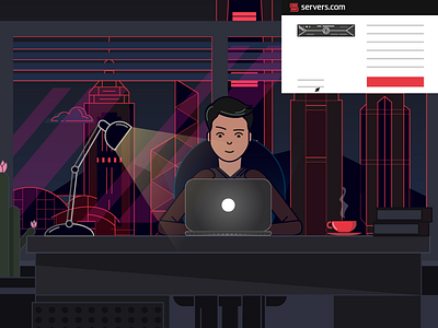 Server order process coffee darkness hosting night notebook office server workspace