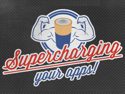 Supercharging your apps apps arms colored graphicdesign infographics letters muscles spots supercharging textured titles typography