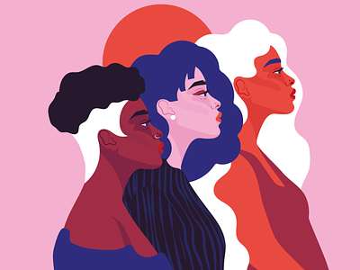 Happy Womansday ally color couple design editorial flat girl illustration illustrator logo love material selflove sisterhood space team together ui ux vector