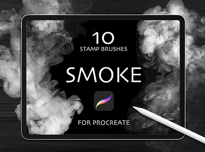 Smoke. Procreate brush set. black brush procreate smoke