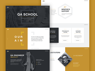 Qaschool Website advantages list engineer profile footer map location interaction layout landing page qa school website