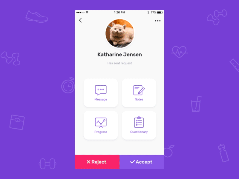 Requests and chats for MsFit placeholder loading process user profile sent notification send request trainer coach chat message