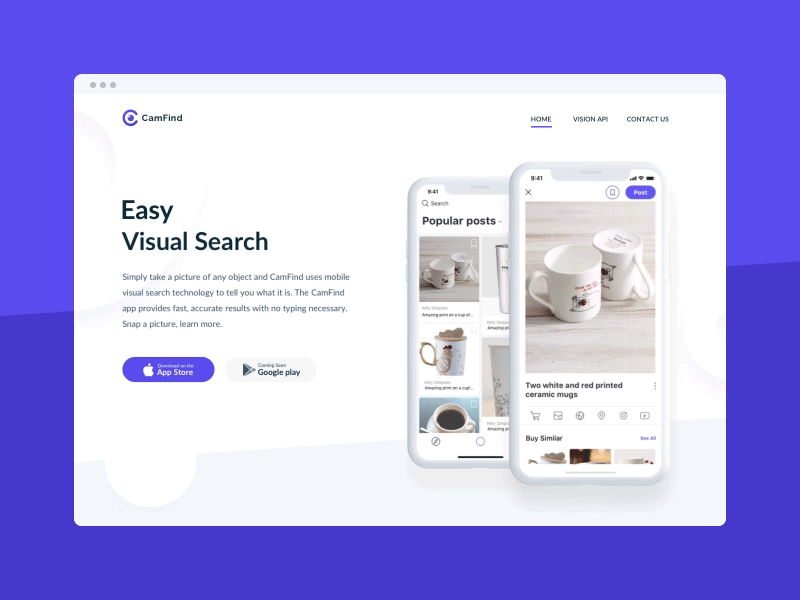 Product landing page in motion