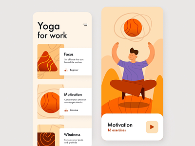 Guided yoga meditation app animation application exercise list meditation motivation yoga