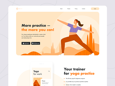 Yoga Product page asana download exercise girl hero banner landing page product page woman yoga