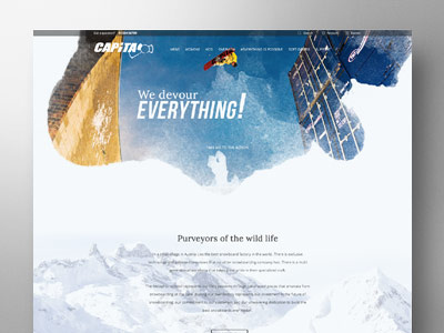 Capita snowboards - concept header interface snowboard sports ui web design website