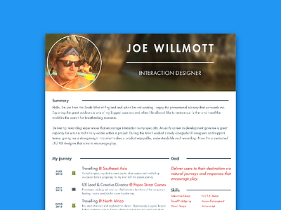 Interaction Designer CV cv design designer interaction joe willmott ui ux