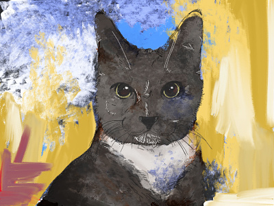 Painting of Sybil animal cat digital painting illustration kitten painting pet texture willem de kooning