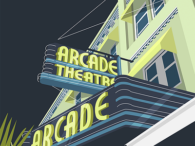 Arcade Theatre arcade theatre architecture building florida fort myers illustration retro swfl tourism travel vector