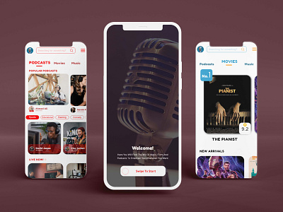 Ui Desgin for An Entertainment App adobe xd app design entertainment mobile app ui user interface ux