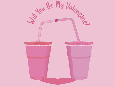 Will You Be My Valentine? (pink version) graphic design illustration smoothie vector