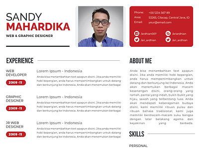 Resume Template Red Minimalist portofolio templates