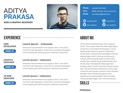 Resume Template ( White Blue ) portofolio templates