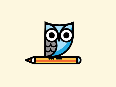 Owl animal bird body design icon illustration line logo mark owl pencil vector