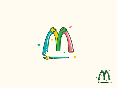 M Letter art brush illustration letter logo m mcdonaldss typography