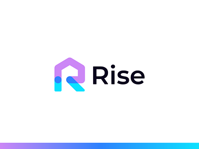 Rise | Logo Design arrow home house millennials geometric construction gradient icon identity modern luxury minimal r home r house r logo real estate branding roof direction up