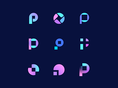 Pixo | Draft logo concepts behindthescene branding camera circle gradient ideas logo merket objective online p letter p letter logo pattern photographers photoshop shop online shopify square