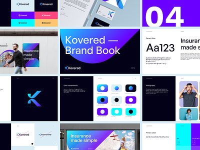 Kovered | Brand Guidelines brand book brandbook branding branding and identity design guidelines identity identity branding identity design insurance branding k letter logo logo design logo design branding logotype pattern style guide