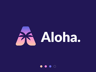 Aloha. a letter a logo branding bright florida handlettering hawaii hawaii logo hawaiian logo palm logo palmtree summer party sun sunset marketing surf
