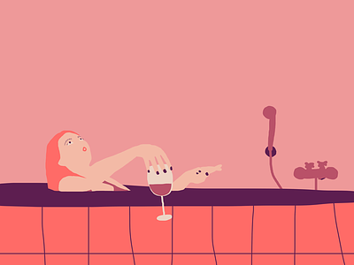 Election day bath character design cross finger election relax stress wine