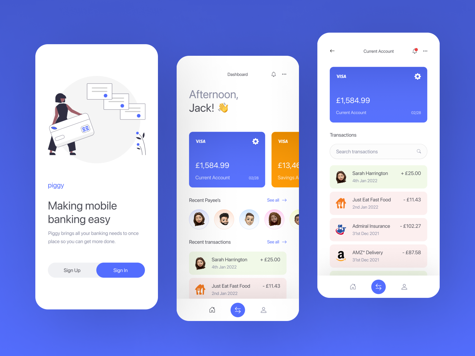 Piggy - Mobile Banking App UI/UX by Jack 🤙 on Dribbble
