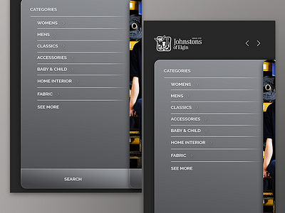 Johnstons - "Categories" App UI app app design clean design minimal old school photoshop ui ui app user interface wip