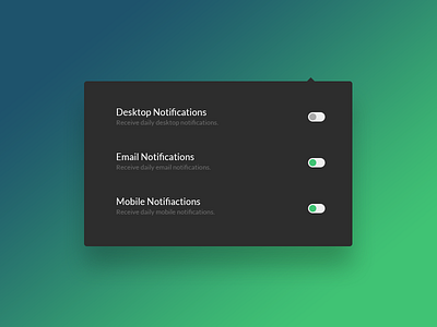 Daily UI #006 - Settings (Dark Mode) (2017)