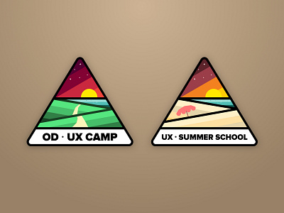 UX Summer School Badges badge badges camp logo merit summer sun ux vector