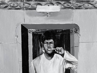 Sink blackandwhite emotion mirror painting sink