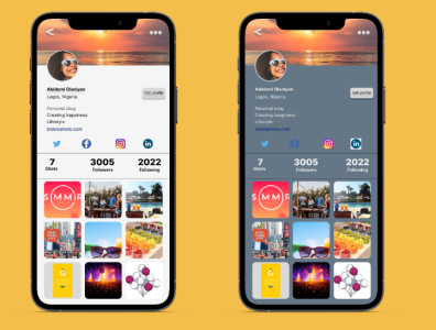 User Profile app design ui ux