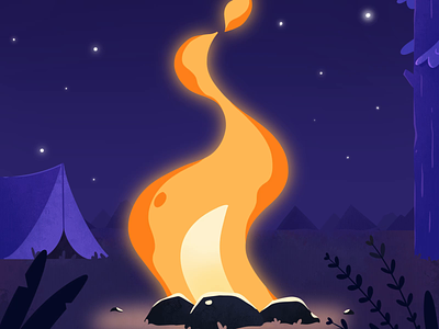 Campfire NFT animation campfire dark design fire forest illustration infinite loop motion motion graphics nft nftart night wood woods