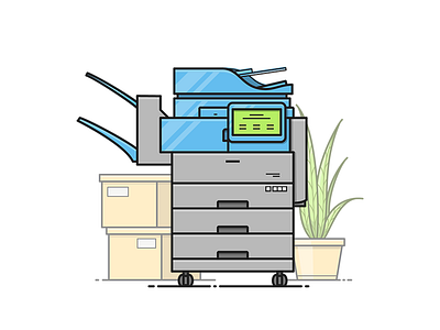Office Printer box illustration office plant printer scanner vector xerox