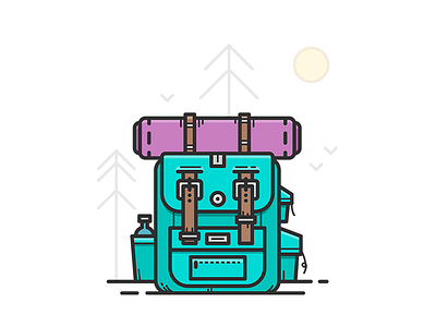 Backpack adventure backpack bag camp camping forest icon illustration illustrator trip vector wood