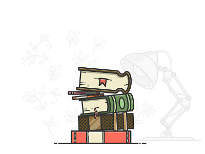 Stack of books books desk desktop icon illustration illustrator lamp shelf shelves stack table vector