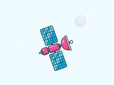 Satellite cosmos icon illlustration illustrator outline satellite sky solar space spaceship stars vector