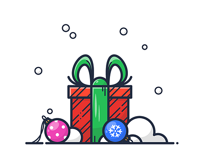 Gift ball box christmas gift icon illustration new year package ribbon snow snowflake vector