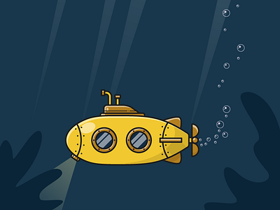 YELLOW SUBMARINE icon illustration illustrator ocean sea ship submarine vector water
