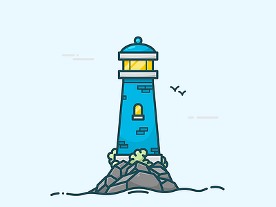 Lighthouse building icon illustration illustrator lighthouse logo mark ocean sea vector water