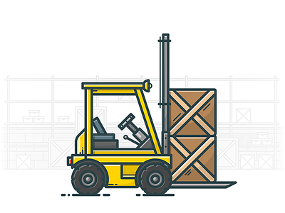 Forklift box forklift icon illustration illustrator lift loader loading machine storage store warehouse